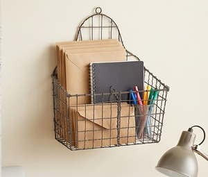 Fine Quality Rustic Metal <b>Wire</b> Storage <b>Basket</b> Rectangle <b>Hanging</b> Multi-Purpose Neatening Container - Product Image 4