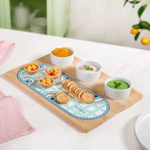 Bandeja Moderna de Madera para Servir Postres con Tazón, Acabado Artesanal Premium Hecho a Mano, Plato Multiusos para Comer - Product Image 1