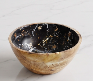 Bol à salade en bois d'acacia avec revêtement émaillé brillant, imprimé, pour une utilisation en cuisine, articles de luxe, qualité alimentaire - Product Image 1