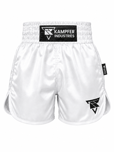 กางเกงชกมวย KAMPFER INDUSTRIES สีขาว ระบายอากาศได้ดี แห้งเร็ว ผลิตจากโพลีเอสเตอร์ 100% สำหรับผู้ใหญ่ ยูนิเซ็กซ์ เหมาะสำหรับศิลปะการต่อสู้แบบผสมผสาน ลายพิมพ์แบบ Heat-Transfer - Product Image 3