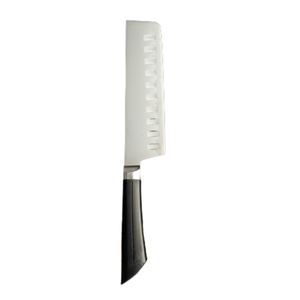 Couteau Nakiri creux de 6 pouces en acier inoxydable avec manche noir pour hacher, découper en dés et préparer les aliments en cuisine - Product Image 2