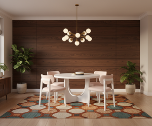 Mesa de Centro Redonda Moderna con 4 Sillas, Diseño Decorativo Duradero, 1 Año de Garantía, Madera de Caucho, Juego de Comedor Compacto para 4 Personas - Product Image 5