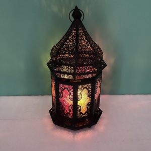 Moroccan Style Black Metal Iron Glass <b>Hexagon</b> Carved Decorative Candle Lantern Ramadan Eid Table Home Decoration Artisan Design - Product Image 6