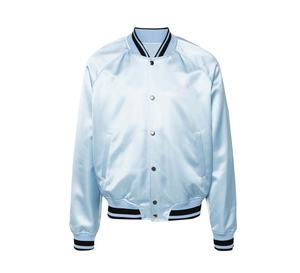 Blouson universitaire oversize en soie pour homme, blouson bomber en satin doux, blouson Letterman, fabrication sur mesure, marque privée, vente en gros - Product Image 1