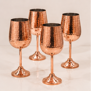 Copa de Vino de Cobre Martillado de Primera Calidad al por Mayor, Irrompible, Ecológica, Tipo Cáliz Real para Champán y Cócteles - Product Image 3