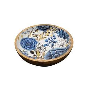 Elegante Tazón de Madera Minimalista con Ilustración de Pez Azul y Interior Esmaltado para Cocina Moderna, Vajilla para Ensaladas - Product Image 2