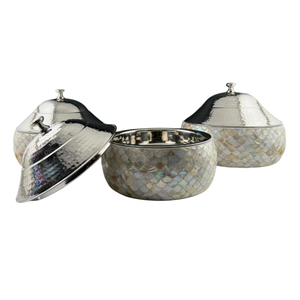 ถาดอุ่นอาหารดีไซน์หวายสีเทาสุดหรู ฝาปิดสแตนเลส ชามเสิร์ฟบุฟเฟ่ต์ อุปกรณ์เสริมสำหรับห้องครัวและห้องรับประทานอาหารที่มีสไตล์ - Product Image 5