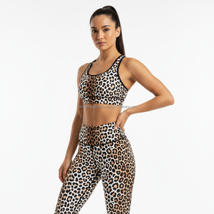 Conjunto de Yoga Sublimado de Cintura Alta Tallas Grandes Marca Privada: Sujetador Deportivo y Leggings para Mujer, Ropa Deportiva para Gimnasio, Venta al por Mayor OEM - Product Image 1