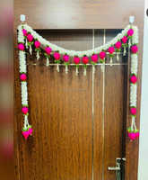 Dekorasi Pernikahan Ramah Lingkungan Solawood Pink LotusJasmine Door Toran, Hiasan Gantung Pintu Pooja Mandir, Dekorasi Latar Belakang Bandarwar