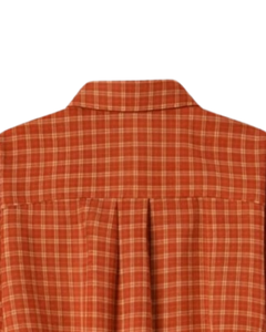 Camisa Corta a Cuadros Naranja Personalizada para Mujer, Cuello Camisero, Manga Larga, Botones, Blusa Informal, Fabricante OEM Personalizado - Product Image 6