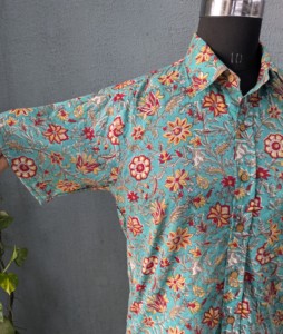 Men Floral Print <b>Short</b> <b>Sleeve</b> Shirt 100% Cotton Knitted Casual <b>Button</b> <b>up</b> Summer Wear ODM Breathable - Product Image 4