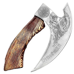 Burraq Hache à pizza Tomahawk en acier au carbone, faite à la main, avec manche en bois de rose et étui en cuir, pour le camping, le bricolage, les activités de plein air, cadeau Fête des Pères - Product Image 1
