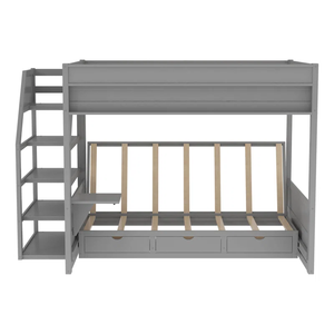 Litera Doble sobre Doble de Madera Maciza de Diseño Moderno, Sofá Convertible con Cajones de Almacenamiento para Uso Doméstico por Niños y Estudiantes Universitarios - Product Image 1