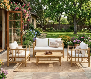 Best Selling Bamboo Sofa <b>Set</b> with Coffee Table Outdoor Rustic Garden Furniture Bamboo <b>Chairs</b> and Table Made in Vietnam - Product Image 3