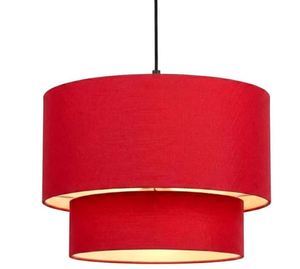 Lámpara Colgante Moderna de Tela Roja con Forma de Tambor, E27 LED 2700K Blanco Cálido para Sala de Estar - Product Image 5