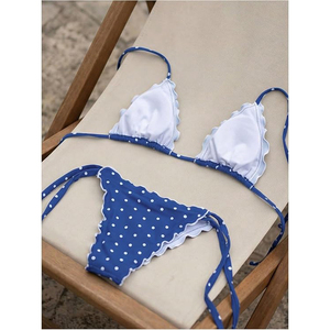 Conjunto de Bikini para Mujer, Traje de Baño con Volantes y Estampado de Lunares, Traje de Baño Triangular con Cuello Halter, Ropa de Playa Brasileña Sexy 2026 - Product Image 2