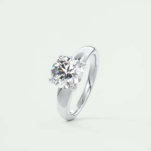 Ensemble de bagues de fiançailles Solitaire avec diamant rond de 3,50 carats cultivé en laboratoire en or blanc 14 carats - Product Image 2