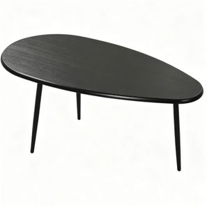 "Marble Oval Coffee <b>Table</b> with Black Metal Base Stylish Irregular Shape Heavy Duty Multifunctional Decorative <b>Sofa</b> Side <b>Table</b>" - Product Image 4