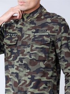 Chemise-veste camouflage pour homme, col mandarin, fermeture éclair sur le devant, épaulettes, style vêtement de travail, respirante, en polyester, pour l'automne - Product Image 6