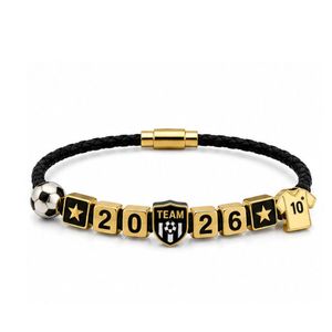 Bracelets de football personnalisés avec perles numérotées gravées, bracelet en cuir tressé pour souvenirs sportifs - Product Image 6
