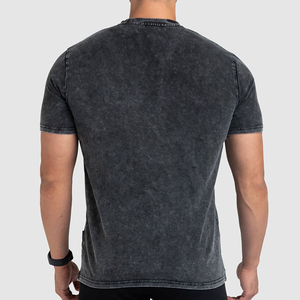 Camiseta Personalizada para Hombre, Corte Regular, 100% Algodón, Lavado Ácido, Transpirable, 220g, Manga Corta, Lisa, Estilo Urbano, Tallas Grandes, HM SPORTS - Product Image 4