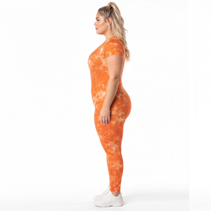 Mono Deportivo de Talla Grande para Gimnasio, Cuello en V, Manga Corta, Mono de Una Pieza, Ropa de Yoga con Estampado Personalizado, Mono de Yoga - Product Image 4