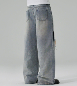 Custom <b>Mens</b> 100% Cotton Straight Denim Pants Vintage Stone Wash Relaxed Regular Fit Heavy Duty <b>Trousers</b> Wholesale Supplier - Product Image 3