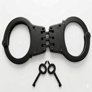 Phoenix Security Department Black Handcuffs (Metalcuffs) No Strap Nij Standard Centre Hinged <b>Dual</b> <b>Lock</b> Keys India - Product Image 1