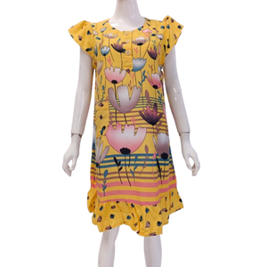 Camisón Sexy Informal para Mujer con Estampado Geométrico, Manga Corta, Transpirable, Hecho con 100% Rayón por Chrysanta - Product Image 2