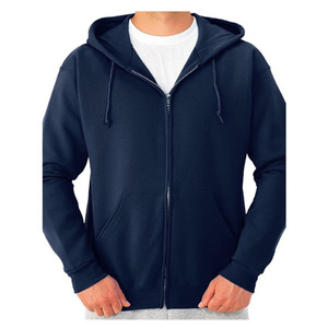 Men Winter Hoodie Sweatshirt Long Sleeve Breathable 100% Cotton Eco-Friendly Pullover Zipper <b>Design</b> Front Logo Plain Dyed Solid - Product Image 2