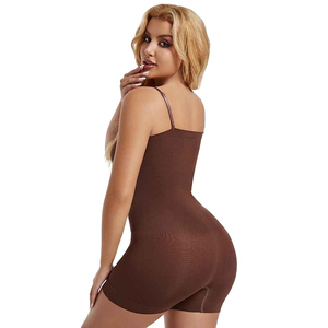 Women One Piece Shapewear Square Neck <b>Tummy</b> <b>Control</b> Shorts Bodysuit Solid Color Spandex Polyester Seamless Knitted - Product Image 3