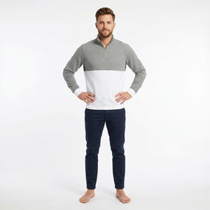 Sweat-shirt demi-zip en molleton de coton épais délavé à l'acide pour la vente en gros - Product Image 2