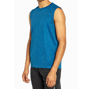 Débardeur sans manches bleu pour homme, col rond, séchage rapide, tricoté, couleur unie, décontracté, pour la gym - Product Image 1