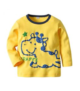 T-shirts à manches longues pour garçons, 100% coton biologique, vente en gros, nouveaux designs, vêtements pour enfants - Product Image 5