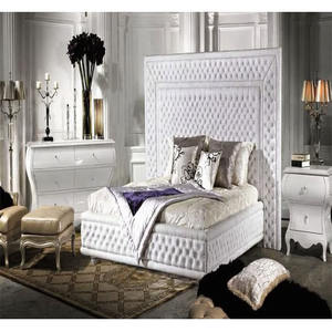 Nuevo Diseño Romántico, Juego de Muebles de Dormitorio King Size, Moderno Juego de Dormitorio King Size Blanco con Mesitas de Noche y Cabecera de Cuero, Dormitorio USA - Product Image 1