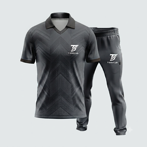 Ensemble d'uniformes de cricket personnalisés avec nom d'équipe imprimé numériquement, 100 % polyester, unisexe, taille élastique, manches courtes, col rabattu - Product Image 2