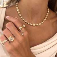 Collier ras-de-cou tennis en or 14 carats avec diamant de laboratoire taille émeraude, 15 carats, serti clos, bijoux de mariage et de mariée gradués, 16 pouces