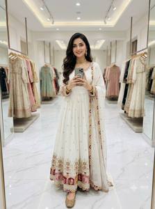 Elegante Traje Anarkali para Mujer, Chiffon, Dupatta Bordada, Salwar Kameez, Traje Tradicional para Fiesta o Boda - Product Image 3