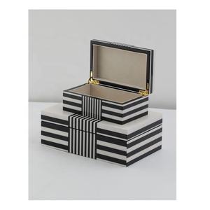 Noir et Blanc Motif De Luxe Résine Incrustation Bijoux Boîte À Musique Haute Qualité Usine En Gros De L'artisanat De Luxe - Product Image 3