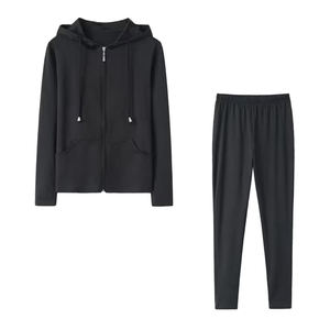 Ensemble de jogging en molleton épais 100 % coton de haute qualité, survêtement décontracté ample avec sweat à capuche zippé intégral pour femme, vente en gros - Product Image 3