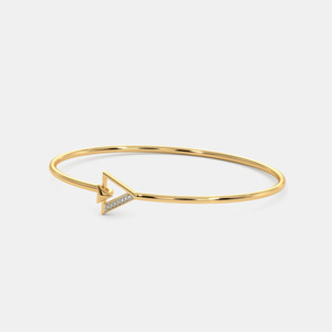 Bracelet ouvert en or avec flèche triangulaire géométrique et diamants ronds cultivés en laboratoire - Product Image 4