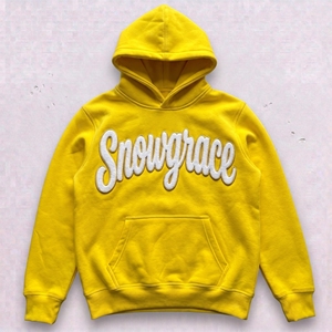 เสื้อสเวตเชิ้ตมีฮู้ดสีเหลือง Sawgrace ปักโลโก้ กระเป๋าหน้า ทรงปกติ ใส่ได้ทั้งชายและหญิง สวมใส่สบายๆ ในฤดูใบไม้ร่วง - Product Image 1