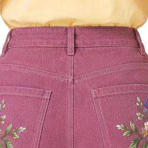 Custom Dusty Rose Floral Embroidered <b>Women</b> High Waist Denim Shorts Casual Summer Cotton Stretch <b>Jean</b> Shorts Custom Logo Apparel - Product Image 6