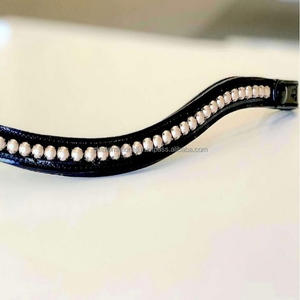 Banda de charol con acabado de lujo, mejor calidad, costura completa y relleno suave personalizado con perlas blancas, cristales ostentosos - Product Image 6