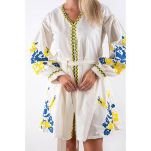 Vestido de Novia Casual de Otoño, Hecho a Mano en Ucrania, Bordado, Corte en A, Cintura Natural, 100% Algodón Blanco para Mujer - Product Image 3