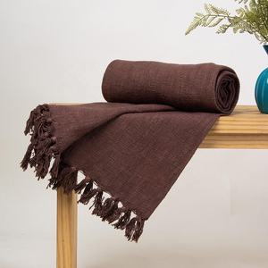 100% <b>Luxurious</b> Cotton <b>Throw</b> Blanket Solid Handmade Blanket Lightweight Soft Warm Feel <b>Throws</b> <b>for</b> <b>Sofa</b> Blanket - Product Image 1