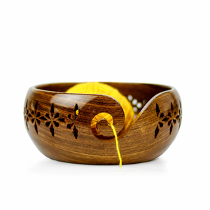 Premium Quality Handmade Carved Fashion Sheesham Wood Yarn Bowl 20cm for <b>Knitting</b> <b>Needle</b> Crochet Hooks - Product Image 1