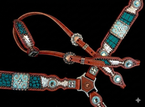 Premium Handmade 100% Cow Leather Western Headstall & Breast Collar Set |Durable <b>Equestrian</b> Riding - Product Image 4