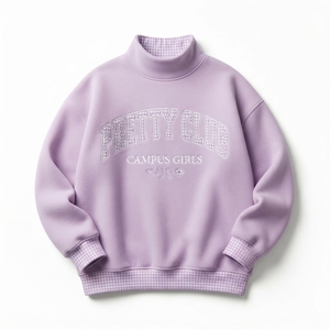 Sweat-shirt à col roulé oversize pour femme, couleur marron, imprimé lettres Brooklyn Athletic Department, en coton tricoté, pour l'automne - Product Image 2