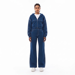 Ensemble de survêtement en molleton vintage pour femmes, à capuche, coupe courte, deux pièces, respirant, écologique, surdimensionné - Product Image 6